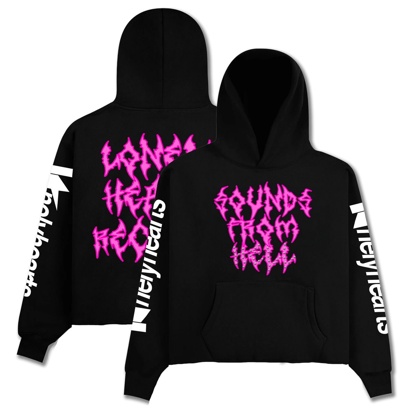 Sounds From Hell Cropped Rhinestone Hoodie