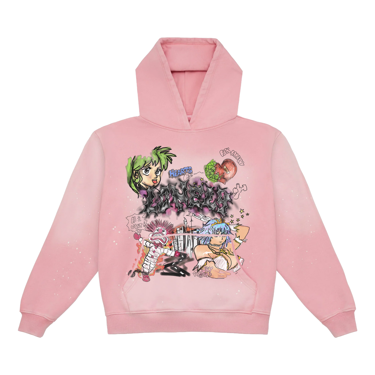 All I Want Is U Anime Vintage Paint Splatter Hoodie