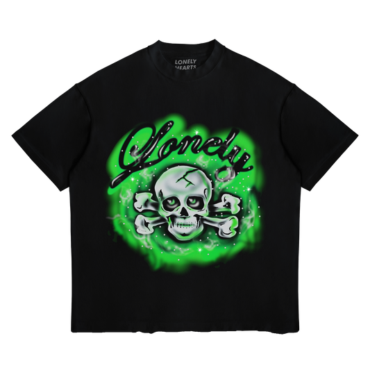 Crossbones Cropped Premium Rhinestone T-Shirt