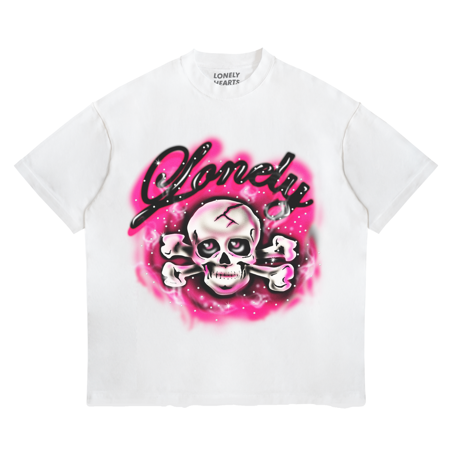 Crossbones Cropped Premium Rhinestone T-Shirt