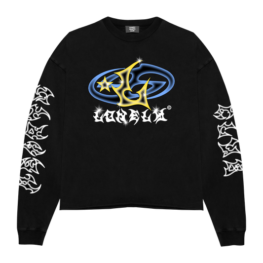 Galaxy Cropped Crewneck Sweatshirt