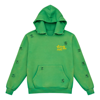 Star Power Embroidered Distressed Vintage Wash Hoodie