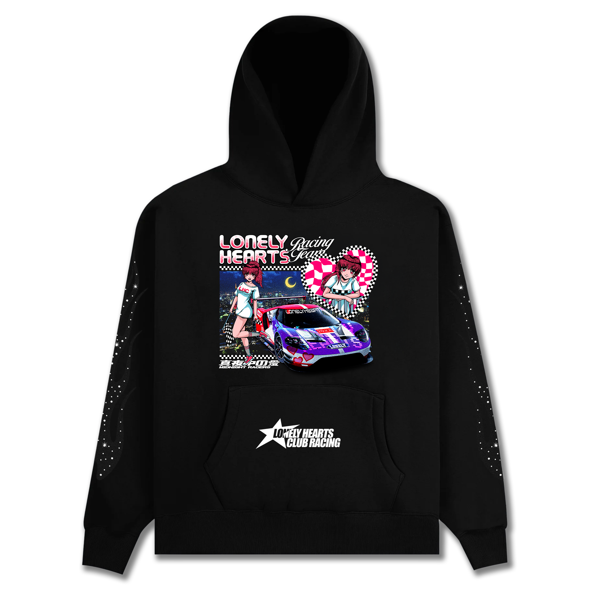 Midnite Racer Rhinestone Hoodie – Lonely Hearts Club