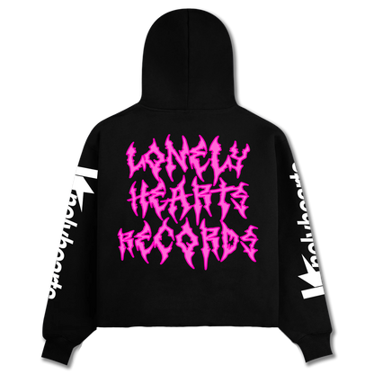 Sounds From Hell Cropped Rhinestone Hoodie