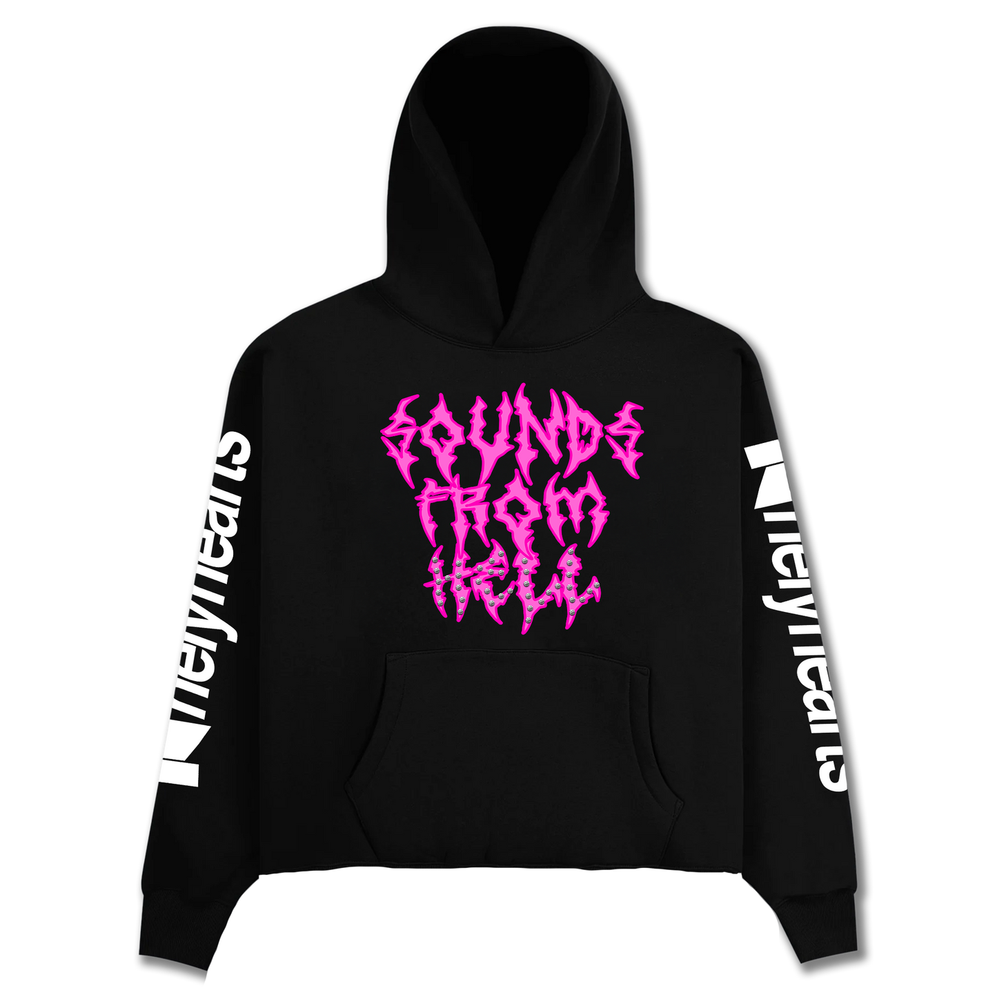 Sounds From Hell Cropped Rhinestone Hoodie