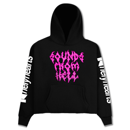 Sounds From Hell Cropped Rhinestone Hoodie