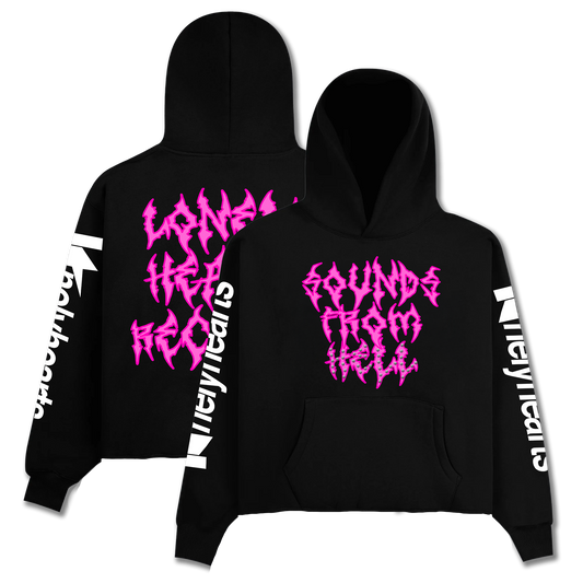 Sounds From Hell Cropped Rhinestone Hoodie